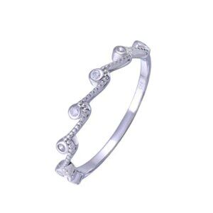 Sterling Silver 925 Rhodium Plated Half Eternity Wave Clear CZ Ring